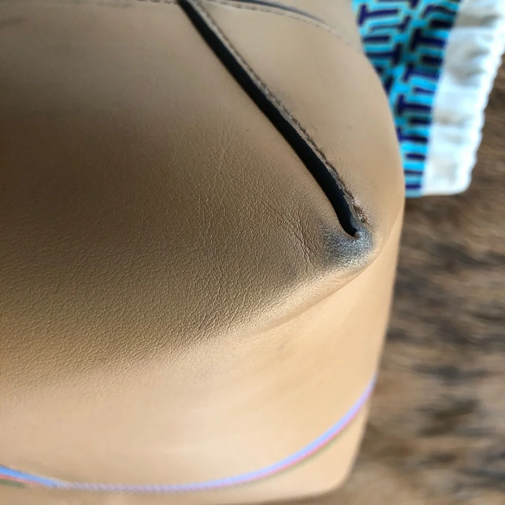 Tory Burch Block-T Striped Leather Tote Bag Crema - Picture 6 of 8